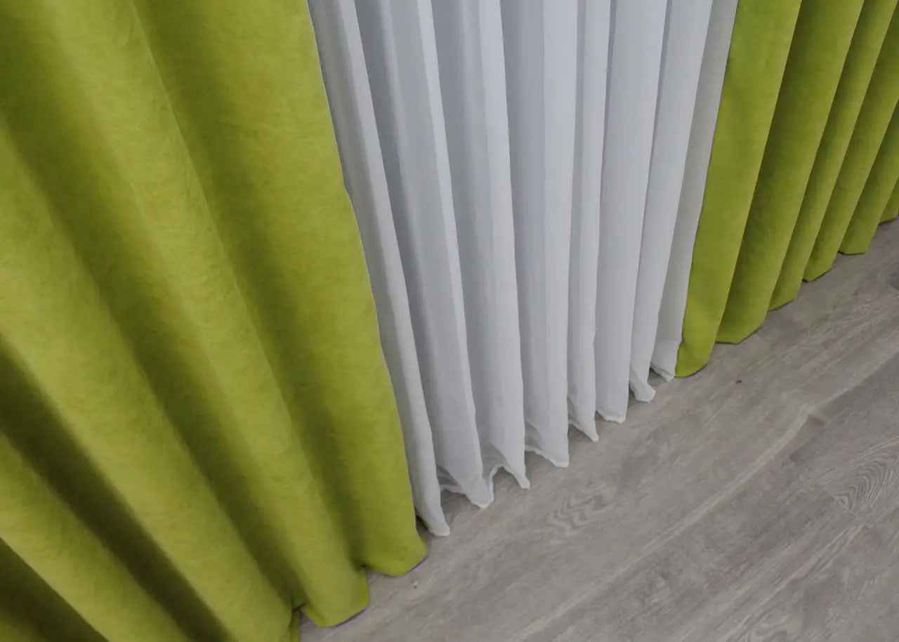 Vibrant Lime Green Microvelvet Curtains – Set of 2 – 70% Light Blocking