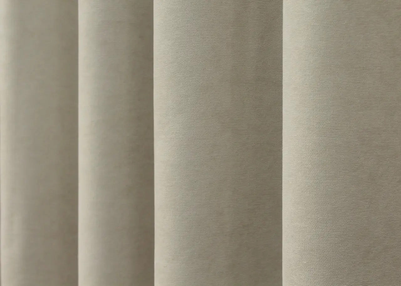 Elegant Beige Microvelvet Curtains – Set of 2 – 70% Light Blocking