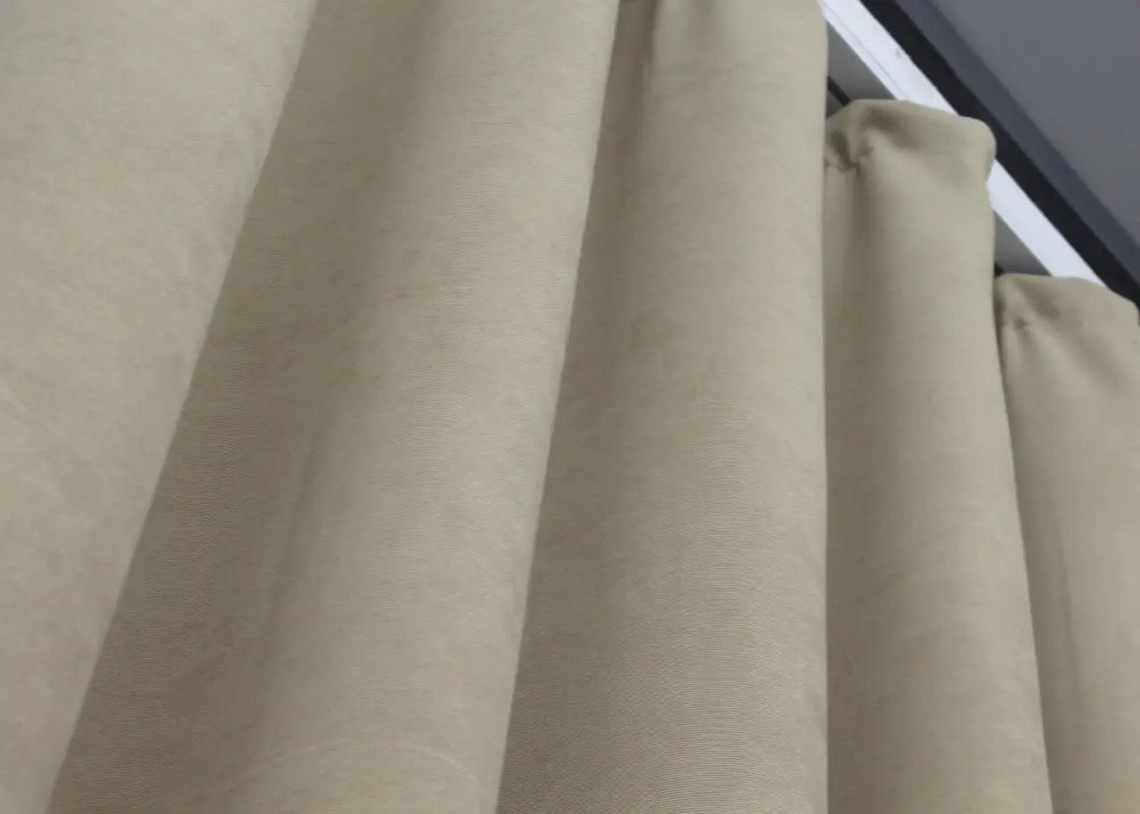 Elegant Beige Microvelvet Curtains – Set of 2 – 70% Light Blocking