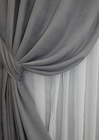 Elegant Gray Microvelvet Curtains – Set of 2 – 70% Light Blocking