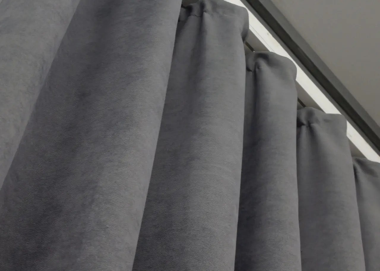 Elegant Gray Microvelvet Curtains – Set of 2 – 70% Light Blocking