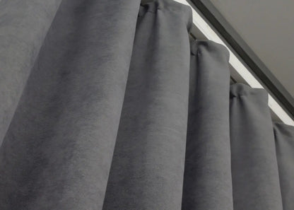 Elegant Gray Microvelvet Curtains – Set of 2 – 70% Light Blocking