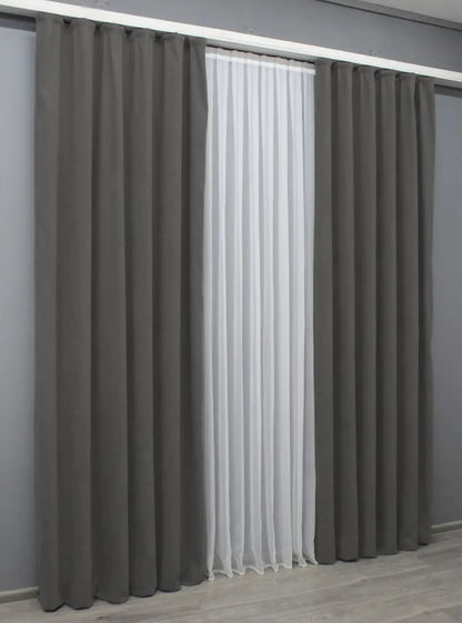 Elegant Gray Microvelvet Curtains – Set of 2 – 70% Light Blocking