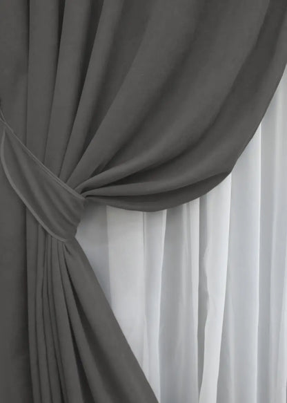 Elegant Gray Microvelvet Curtains – Set of 2 – 70% Light Blocking