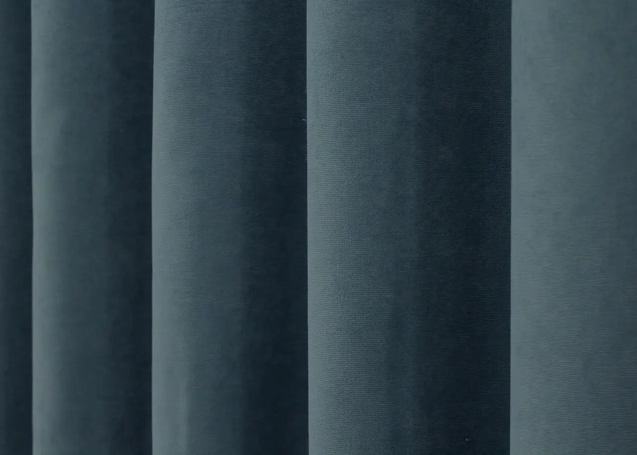 Elegant Charcoal Blue Microvelvet Curtains – Set of 2 – 70% Light Blocking