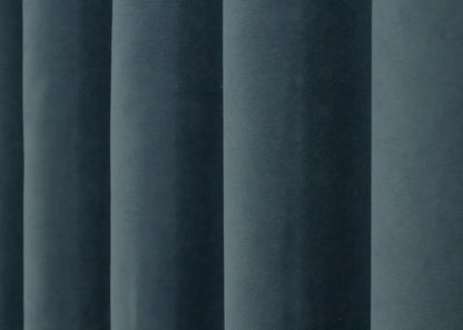 Elegant Charcoal Blue Microvelvet Curtains – Set of 2 – 70% Light Blocking