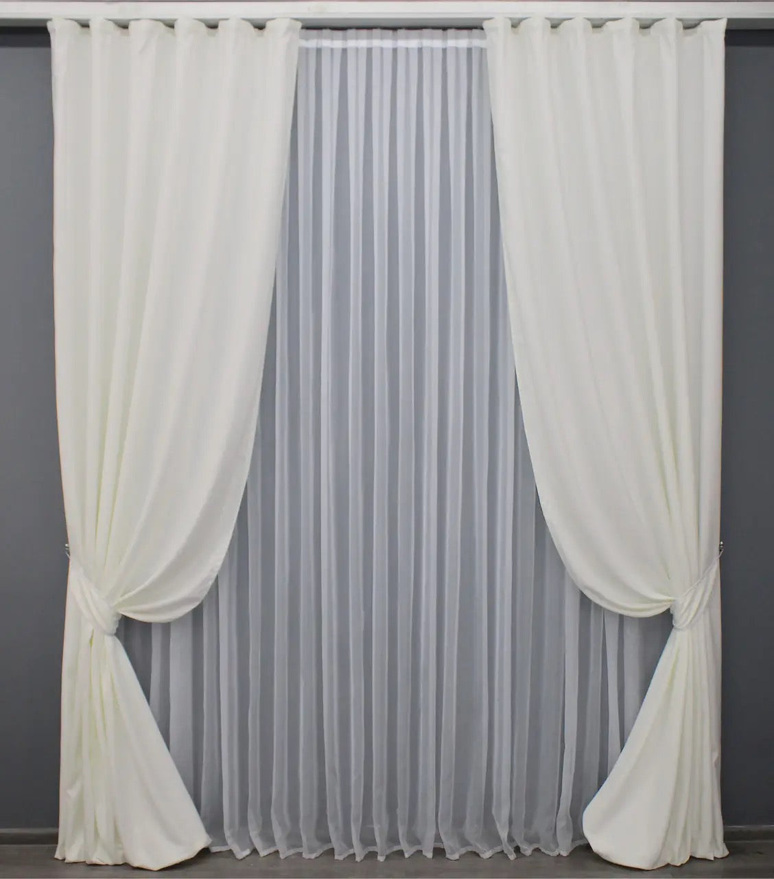 Elegant Milk White Microvelvet Curtains – Set of 2 – 70% Light Blocking