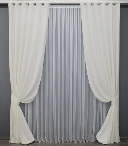 Elegant Milk White Microvelvet Curtains – Set of 2 – 70% Light Blocking