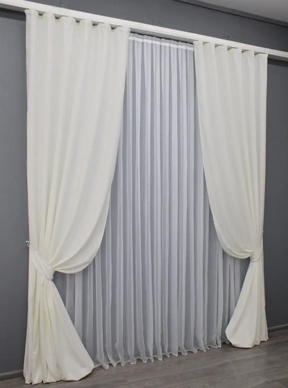 Elegant Milk White Microvelvet Curtains – Set of 2 – 70% Light Blocking