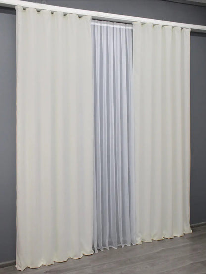 Elegant Milk White Microvelvet Curtains – Set of 2 – 70% Light Blocking