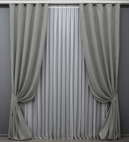 Elegant Light Gray Microvelvet Curtains – Set of 2 – 70% Light Blocking