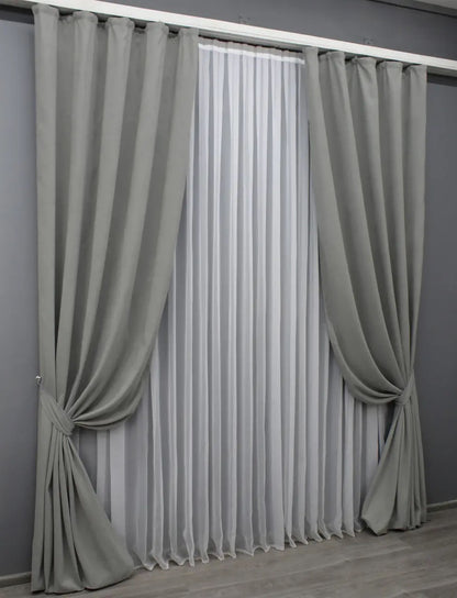 Elegant Light Gray Microvelvet Curtains – Set of 2 – 70% Light Blocking