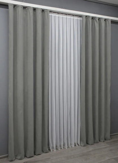 Elegant Light Gray Microvelvet Curtains – Set of 2 – 70% Light Blocking