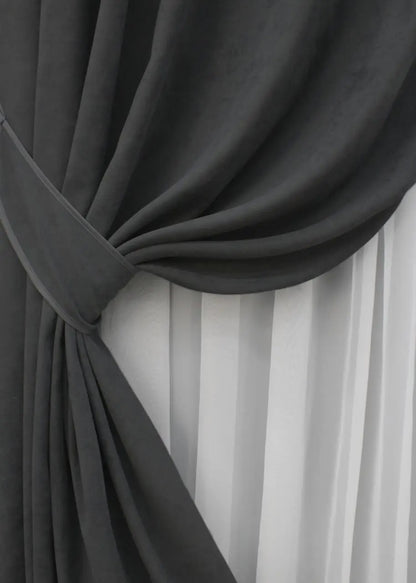 Elegant Dark Gray Microvelvet Curtains – Set of 2 – 70% Light Blocking