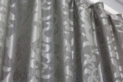 Elegant Gray Jacquard Curtains with Pattern – Set of 2 – 65% Light Blocking