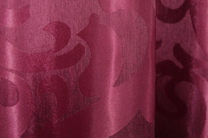 Elegant Burgundy Jacquard Curtains with Pattern – Set of 2 – 65% Light Blocking