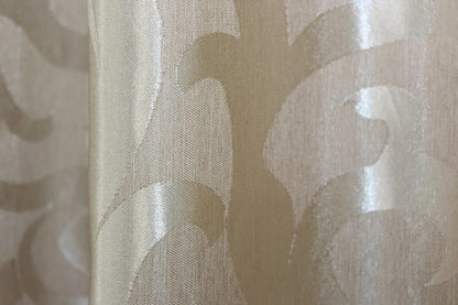 Elegant Beige Jacquard Curtains with Pattern – Set of 2 – 65% Light Blocking