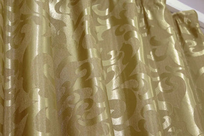 Elegant Gold Jacquard Curtains with Pattern – Set of 2 – 65% Light Blocking