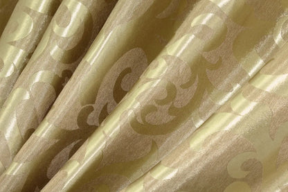 Elegant Gold Jacquard Curtains with Pattern – Set of 2 – 65% Light Blocking