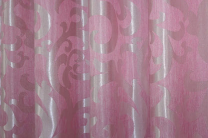 Elegant Pink Jacquard Curtains with Pattern – Set of 2 – 65% Light Blocking