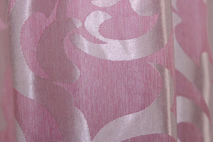 Elegant Pink Jacquard Curtains with Pattern – Set of 2 – 65% Light Blocking