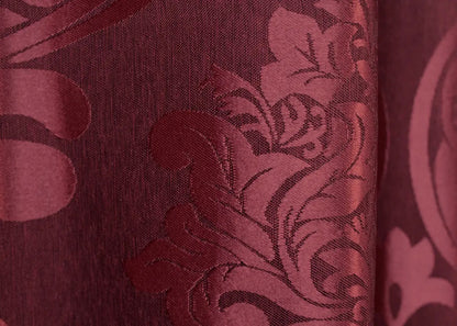 Elegant Burgundy Jacquard Curtains – Lyon Collection – Set of 2 – 65% Light Blocking