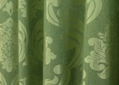 Elegant Olive Jacquard Curtains – Lyon Collection – Set of 2 – 65% Light Blocking