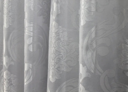 Elegant White Jacquard Curtains – Lyon Collection – Set of 2 – 65% Light Blockin