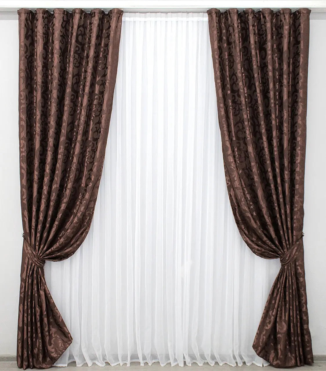 Elegant Wenge Jacquard Curtains – Venzel Collection – Set of 2 – 65% Light Blocking