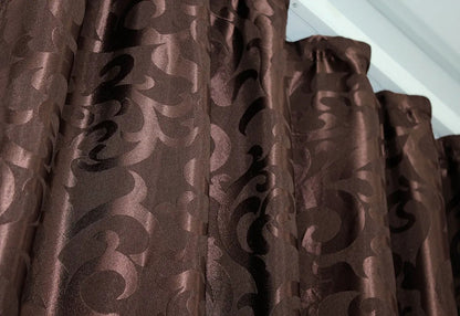 Elegant Wenge Jacquard Curtains – Venzel Collection – Set of 2 – 65% Light Blocking