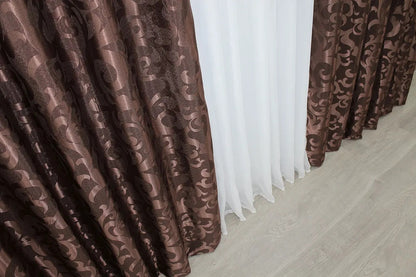 Elegant Wenge Jacquard Curtains – Venzel Collection – Set of 2 – 65% Light Blocking