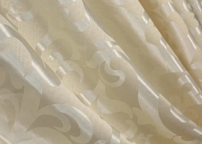 Elegant Cream Jacquard Curtains – Venzel Collection – Set of 2 – 65% Light Blocking