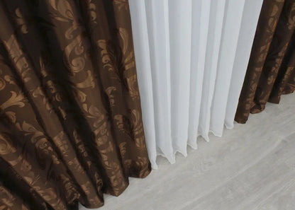 Elegant Brown Jacquard Curtains – Lilia Collection – Set of 2 – 65% Light Blocking