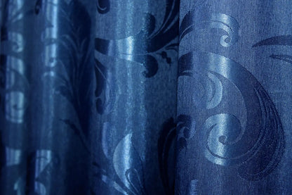 Elegant Blue Jacquard Curtains – Lilia Collection – Set of 2 – 65% Light Blocking