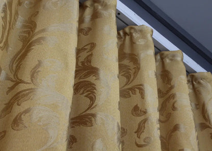 Elegant Gold Jacquard Curtains – Lilia Collection – Set of 2 – 65% Light Blocking