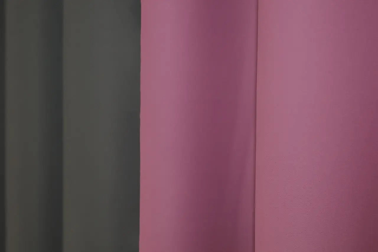 Graphite & Raspberry Combined Blackout Curtains – Set of 2 Panels – 95% Light Blocking