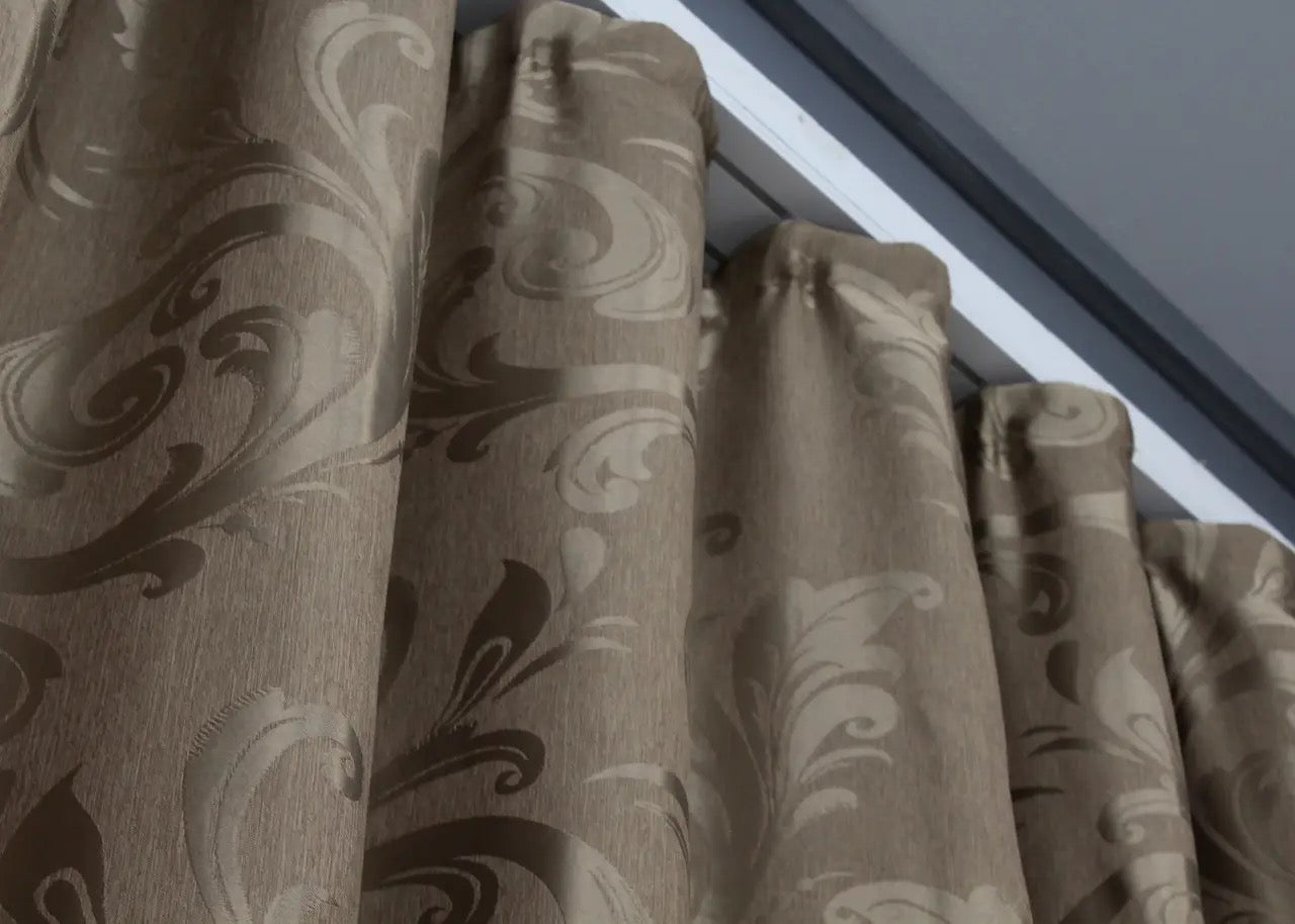 Elegant Cocoa Jacquard Curtains – Lilia Collection – Set of 2 – 65% Light Blocking