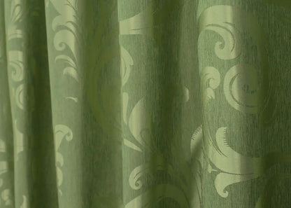 Elegant Light Green Jacquard Curtains – Lilia Collection – Set of 2 – 65% Light Blocking