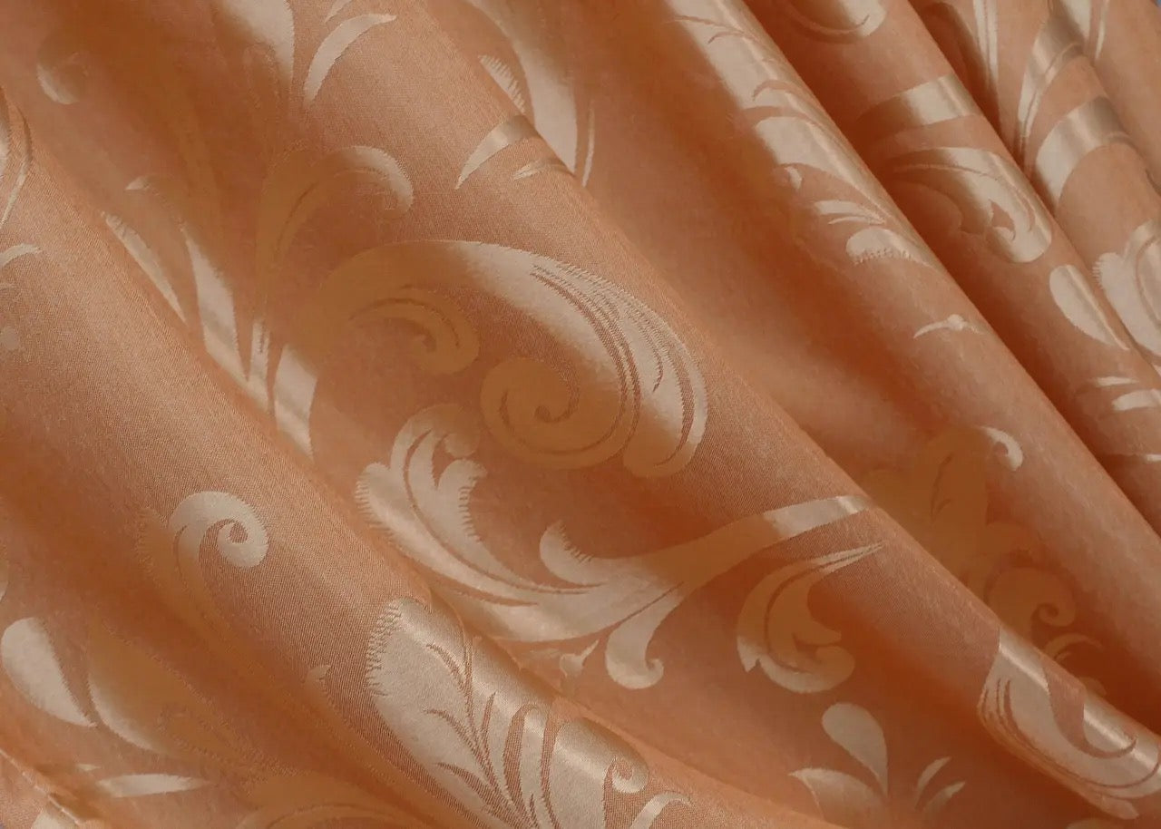 Elegant Orange Jacquard Curtains – Lilia Collection – Set of 2 – 65% Light Blocking