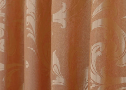 Elegant Orange Jacquard Curtains – Lilia Collection – Set of 2 – 65% Light Blocking