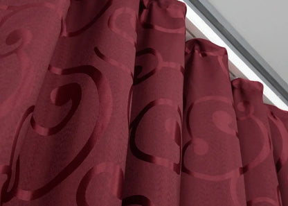 Elegant Burgundy Jacquard Curtains – Set of 2 – 65% Light Blockin