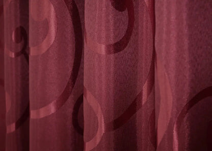 Elegant Burgundy Jacquard Curtains – Set of 2 – 65% Light Blockin