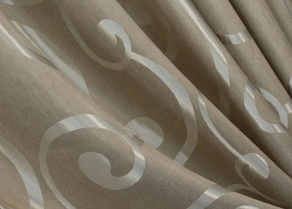 Elegant Beige Jacquard Curtains – Set of 2 – 65% Light Blocking