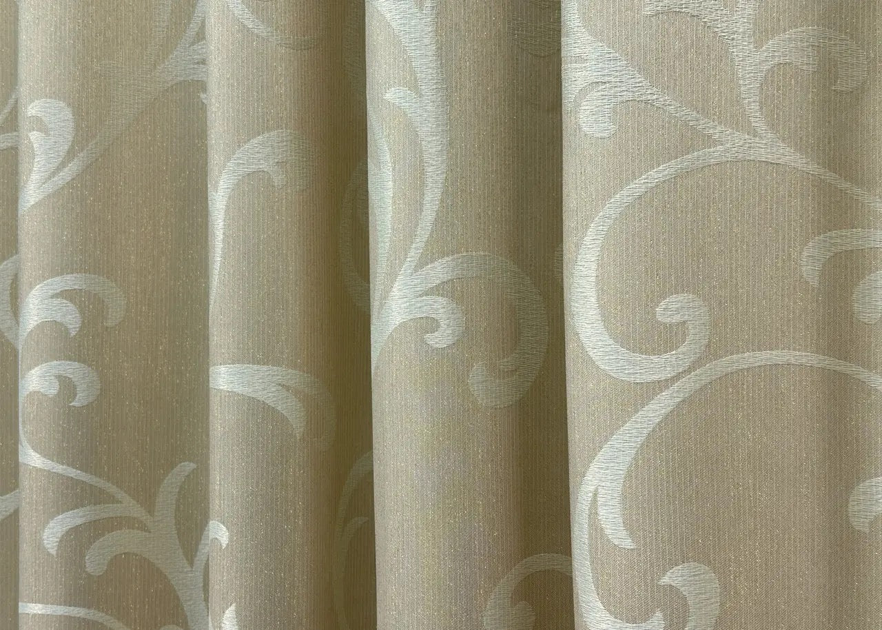 Elegant Beige Jacquard Curtains with Lurex – Allure Collection – Set of 2 – 65% Light Blocking