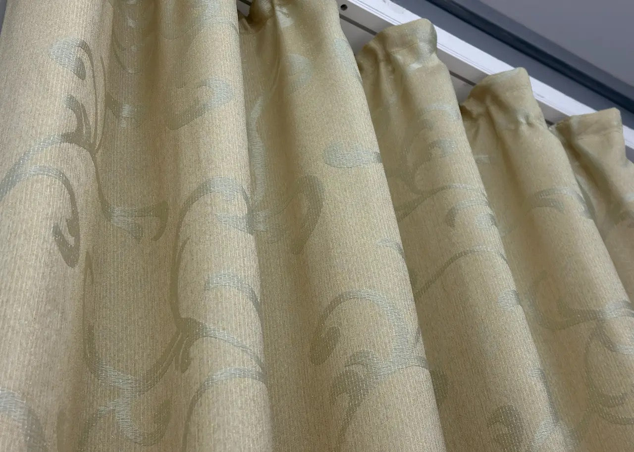 Elegant Beige Jacquard Curtains with Lurex – Allure Collection – Set of 2 – 65% Light Blocking