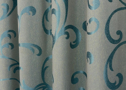 Elegant Gray & Blue Jacquard Curtains with Lurex – Allure Collection – Set of 2 – 65% Light Blocking