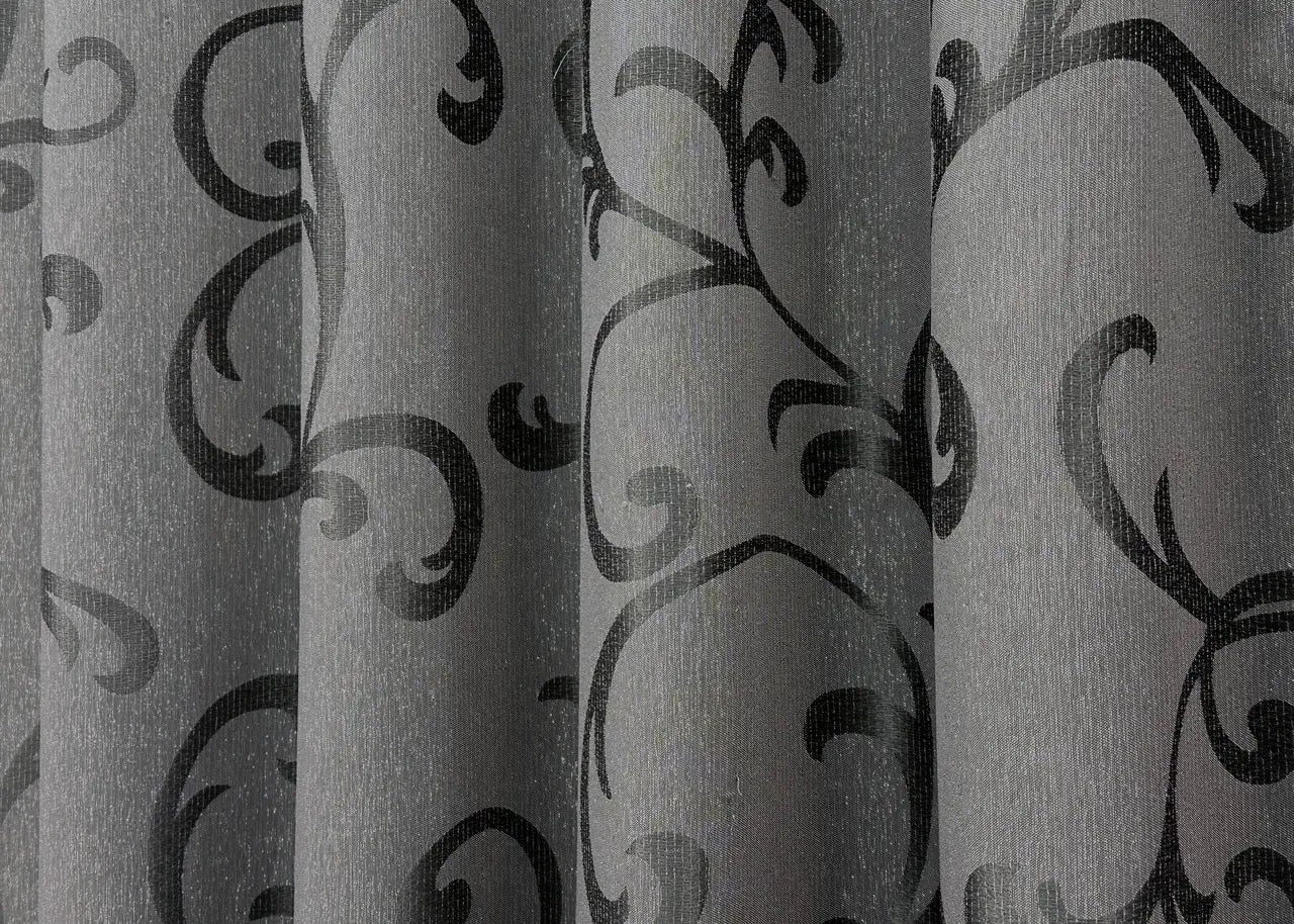 Elegant Gray Jacquard Curtains with Lurex – Allure Collection – Set of 2 – 65% Light Blocking