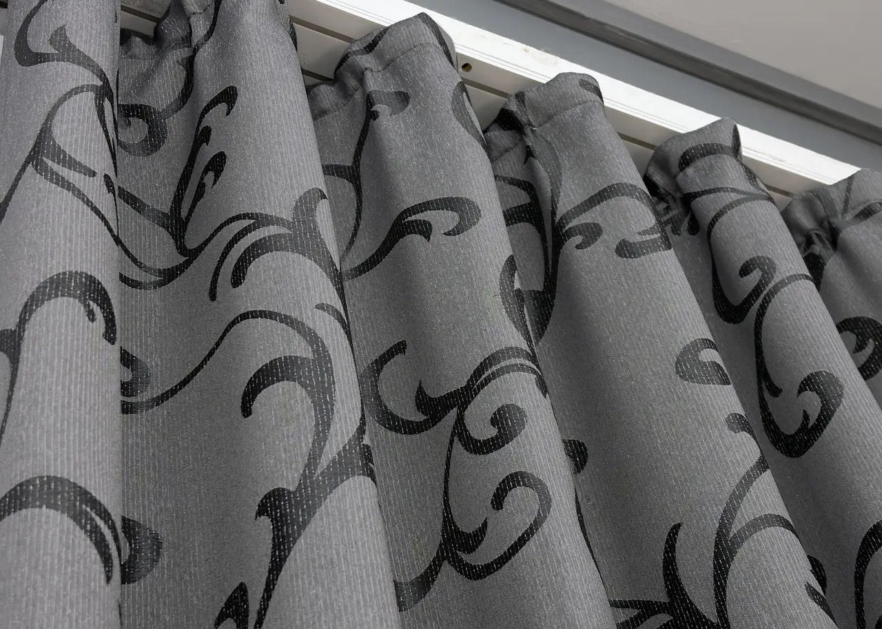 Elegant Gray Jacquard Curtains with Lurex – Allure Collection – Set of 2 – 65% Light Blocking