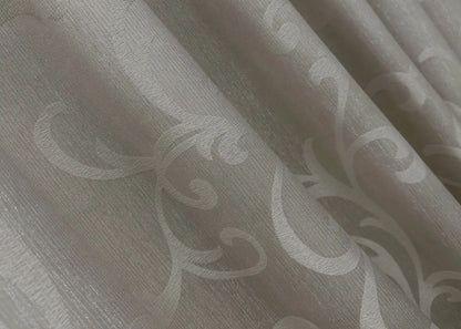 Elegant Champagne Beige Jacquard Curtains with Lurex – Allure Collection – Set of 2 – 65% Light Blocking