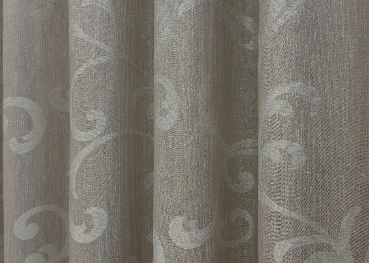 Elegant Champagne Beige Jacquard Curtains with Lurex – Allure Collection – Set of 2 – 65% Light Blocking